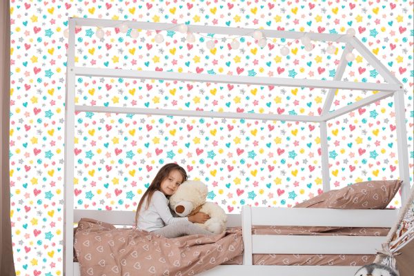 Behang Voor Kinderen - Stijlvolle Sterren, Hartjes En Stippen - Afbeelding 7