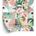 Behang Modernistisch Bloemenpatchwork