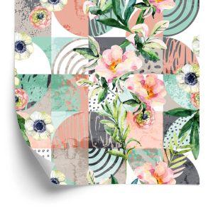 Behang Modernistisch Bloemenpatchwork