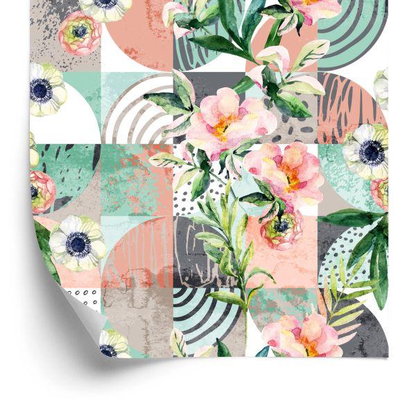 Behang Modernistisch Bloemenpatchwork