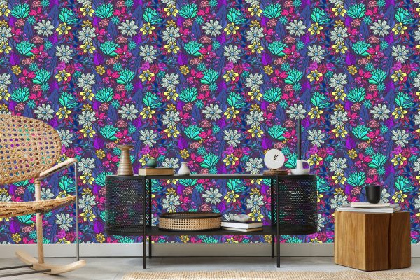 Behang Voor Kinderen - Een Boeket Met Prachtige Kleurrijke Bloemen - Afbeelding 5