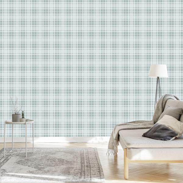 Behang Klassieke Grijze Schotse Plaid - Afbeelding 3