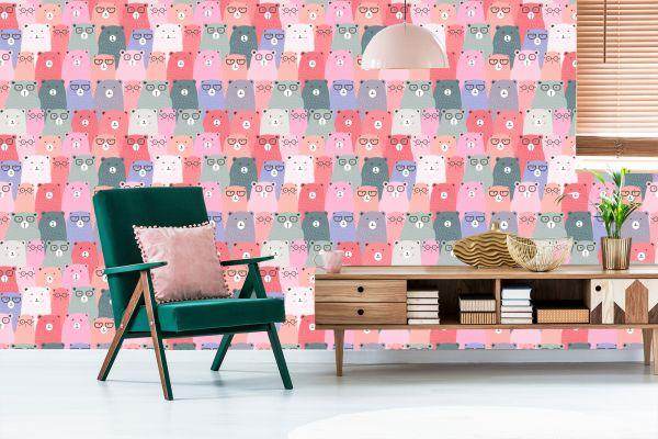 Behang Voor Kinderen - Kleurrijke Teddyberen In Scandinavische Stijl - Afbeelding 6