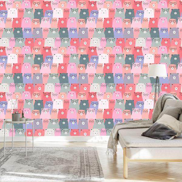 Behang Voor Kinderen - Kleurrijke Teddyberen In Scandinavische Stijl - Afbeelding 3
