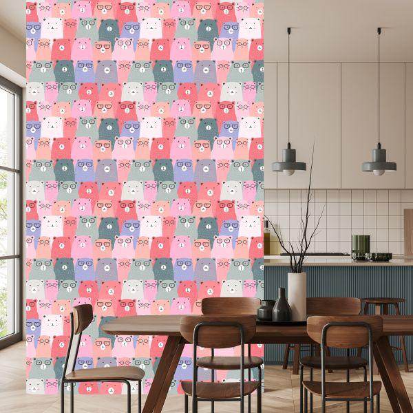 Behang Voor Kinderen - Kleurrijke Teddyberen In Scandinavische Stijl - Afbeelding 4