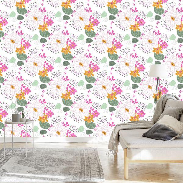Behang Voor Kinderen - Prachtige Kleurrijke Bloemen - Afbeelding 3