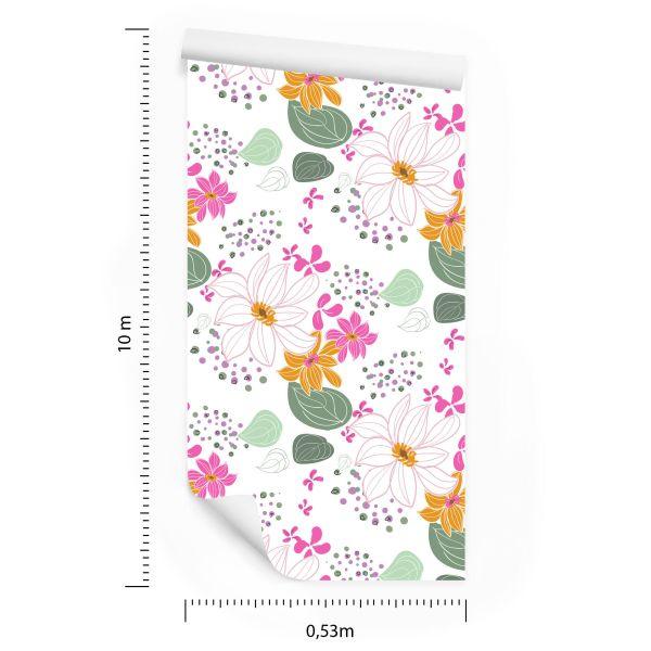 Behang Voor Kinderen - Prachtige Kleurrijke Bloemen - Afbeelding 8