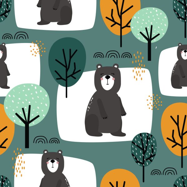 Behang Voor Kinderen - Schattige Teddyberen In Het Bos - Afbeelding 2