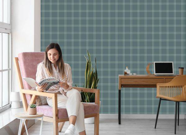 Behang Schotse Plaid In Grijstinten - Afbeelding 7