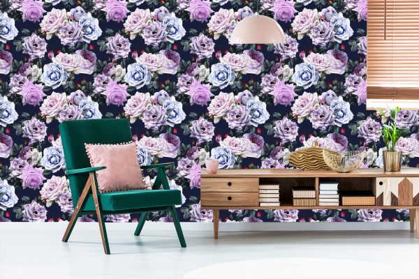 Behang Mooie Kleurrijke Rozen In Vintage Stijl - Afbeelding 6