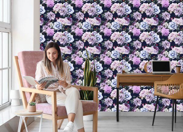 Behang Mooie Kleurrijke Rozen In Vintage Stijl - Afbeelding 7