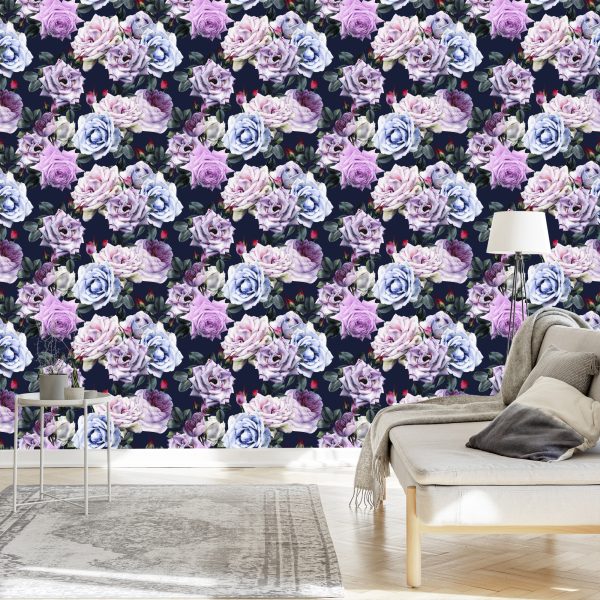 Behang Mooie Kleurrijke Rozen In Vintage Stijl - Afbeelding 3