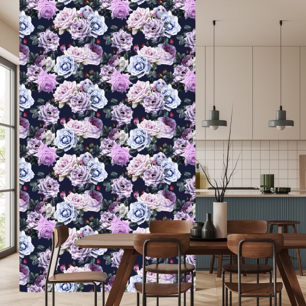 Behang Mooie Kleurrijke Rozen In Vintage Stijl - Afbeelding 4