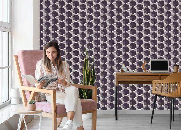 Behang Modernistische Zeshoeken - 3D-Effect - Afbeelding 7