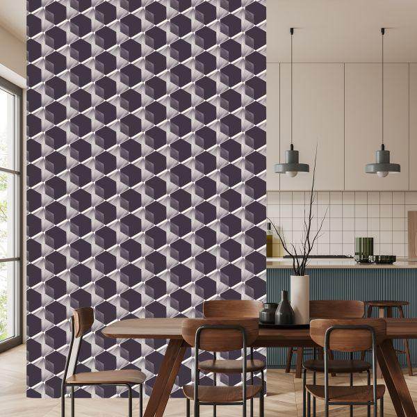 Behang Modernistische Zeshoeken - 3D-Effect - Afbeelding 4