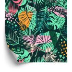 Behang Trendy Kleurrijke Tropische Bladeren