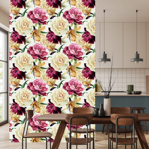 Behang Kleurrijke Bloemen - Aquarel - Afbeelding 4