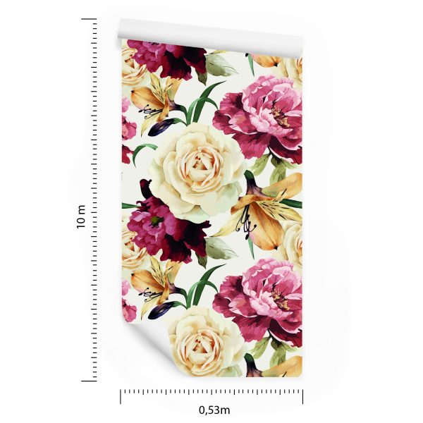 Behang Kleurrijke Bloemen - Aquarel - Afbeelding 8