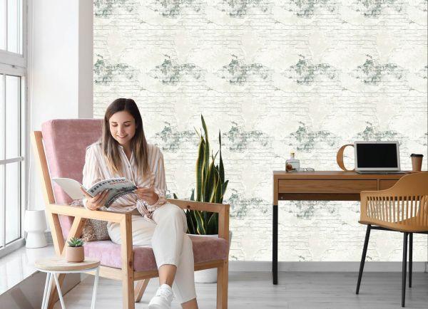 Behang Voor Slaapkamer Beton Beige Bakstenen Decoratie Muur - Afbeelding 7
