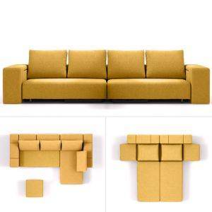 modulaire slaapbank bonbon L geel collage