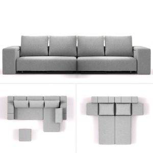 modulaire slaapbank bonbon L grijs collage