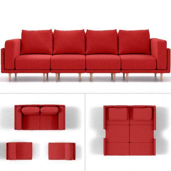 modulaire slaapbank clooods rood collage