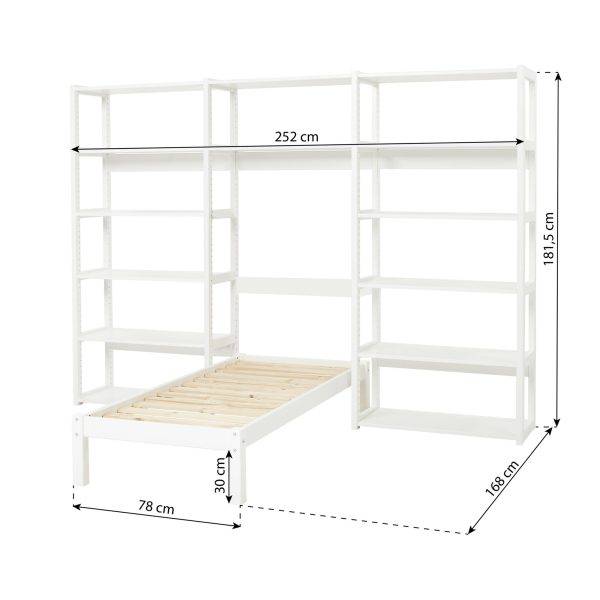 Hoppekids STOREY boekenplank met 14 planken en bed, 70x160 cm - Afbeelding 4