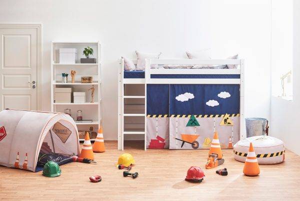 Hoppekids Bouw gordijn voor halfhoog bed 90x200 cm - Afbeelding 3