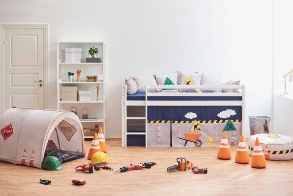 Hoppekids Bouw gordijn voor halfhoog en stapelbed 90x200 cm - Afbeelding 3