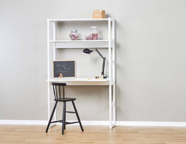 Hoppekids STOREY sectie met 2 planken en bureau, 80 cm, Wit - Afbeelding 2