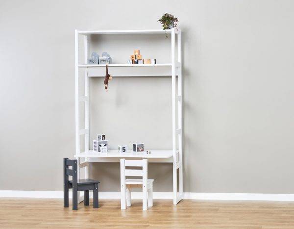 Hoppekids STOREY sectie met 2 planken en bureau, 100 cm, Wit - Afbeelding 2