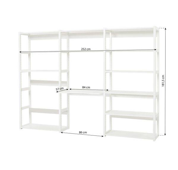 Hoppekids STOREY boekenplank met 3 secties, 12 planken en bureau 80 cm breed, Wit - Afbeelding 5