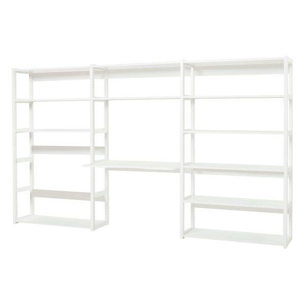 Hoppekids STOREY boekenplank met 3 secties, 12 planken en bureau van 100 cm, Wit
