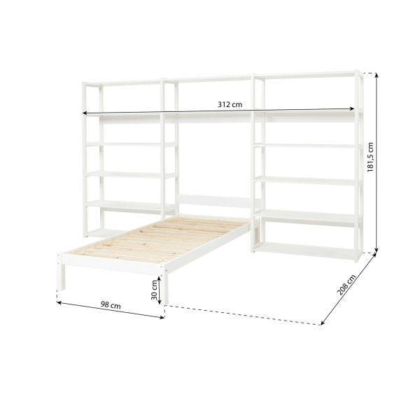 Hoppekids STOREY boekenplank met 14 planken en bed, 90x200 cm - Afbeelding 4