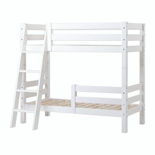 Hoppekids ECO Luxury stapelbed 70x160 cm met twee bedhekken en schuine ladder, Wit