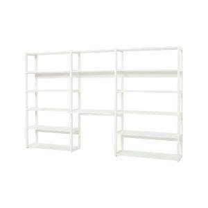 Hoppekids STOREY boekenplank met 3 secties, 14 planken en bureau 80 cm breed, Wit