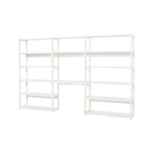 Hoppekids STOREY boekenplank met 3 secties, 14 planken en bureau 80 cm breed, Wit