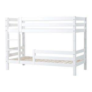 Hoppekids ECO Luxury stapelbed 90x200 cm met twee bedhekjes, Flexibel lattenbodem, Wit