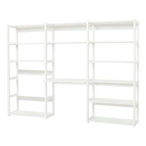 Hoppekids STOREY boekenplank met 3 secties, 12 planken en bureau 80 cm breed, Wit