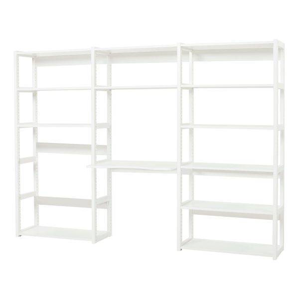 Hoppekids STOREY boekenplank met 3 secties, 12 planken en bureau 80 cm breed, Wit