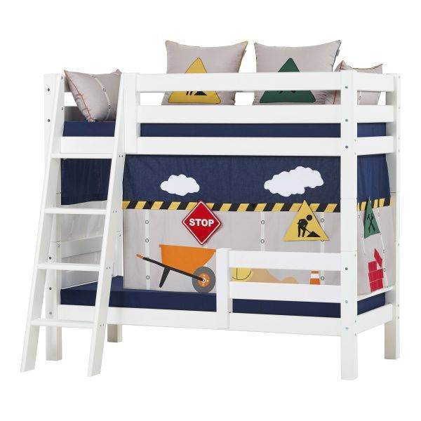 Hoppekids ECO Luxury stapelbed 70x160 cm met twee bedhekken en schuine ladder, Wit - Afbeelding 3