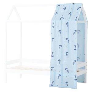 Hoppekids Ole Lukoie gordijn voor huisbed 70x160 cm, Blauw