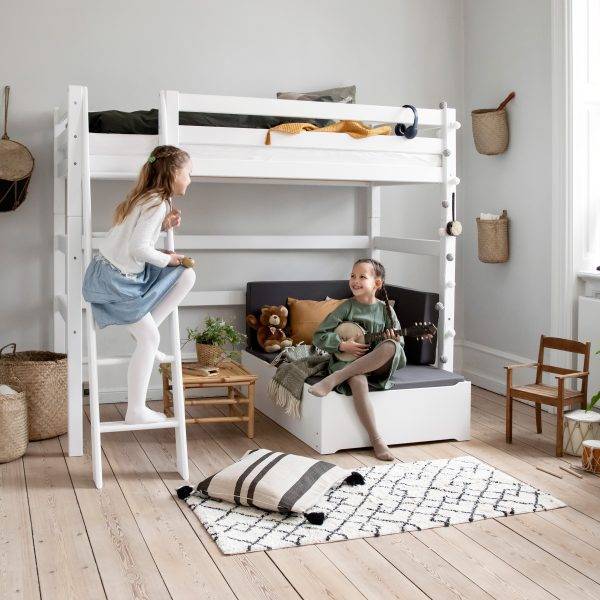 Hoppekids ECO Luxury hoogslaper 90x200 cm met schuine ladder, Flexibel lattenbodem, Wit - Afbeelding 7