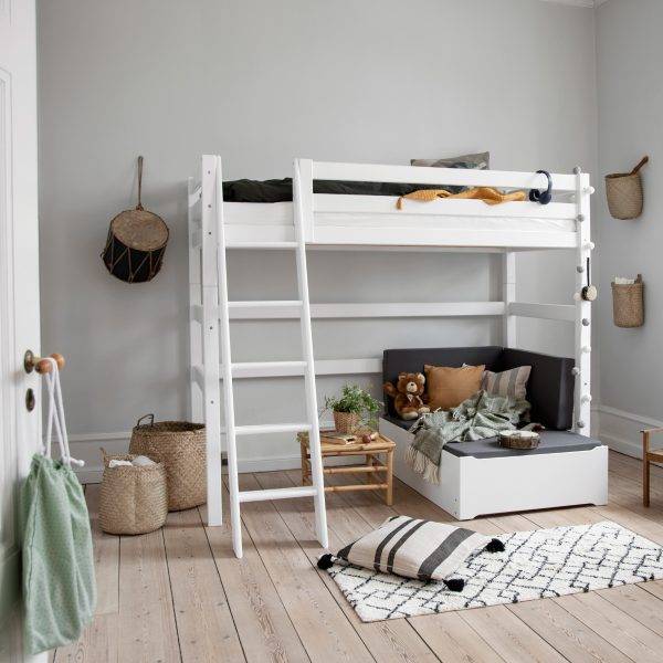Hoppekids ECO Luxury hoogslaper 90x200 cm met schuine ladder, Flexibel lattenbodem, Wit - Afbeelding 5
