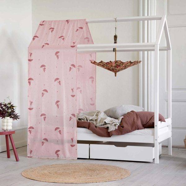 Hoppekids Ole Lukoie gordijn voor huisbed 70x160 cm, Rood - Afbeelding 2