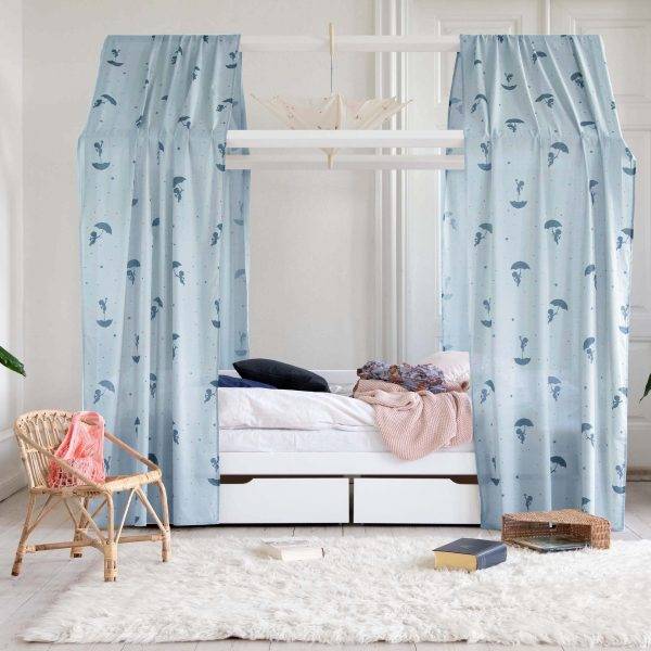 Hoppekids Ole Lukoie gordijn voor huisbed 90x200 cm, Blauw - Afbeelding 2