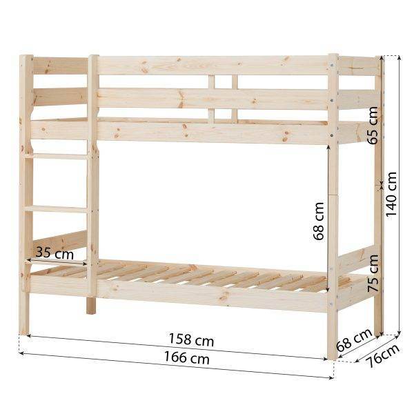 ECO Comfort stapelbed 70x160 cm met lattenbodem en ECO Dream matras, Naturel - Afbeelding 9