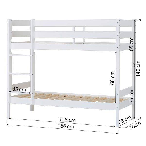 ECO Comfort stapelbed 70x160 cm met lattenbodem, Wit - Afbeelding 8