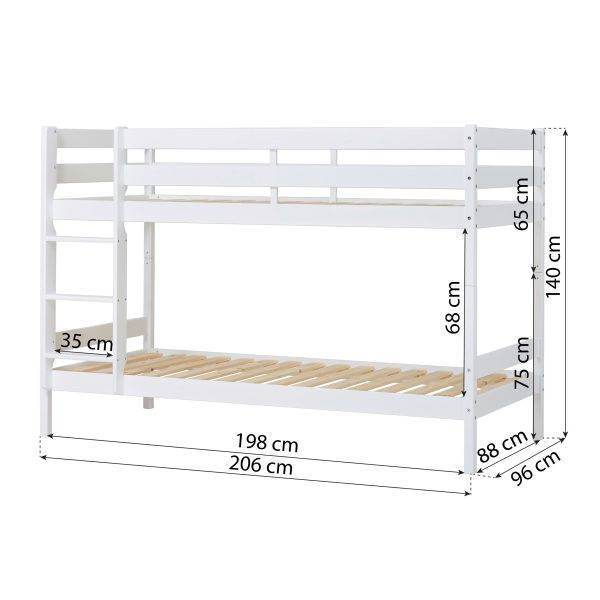 ECO Comfort stapelbed 90x200 cm met lattenbodem & koudschuimmatras, Wit - Afbeelding 10