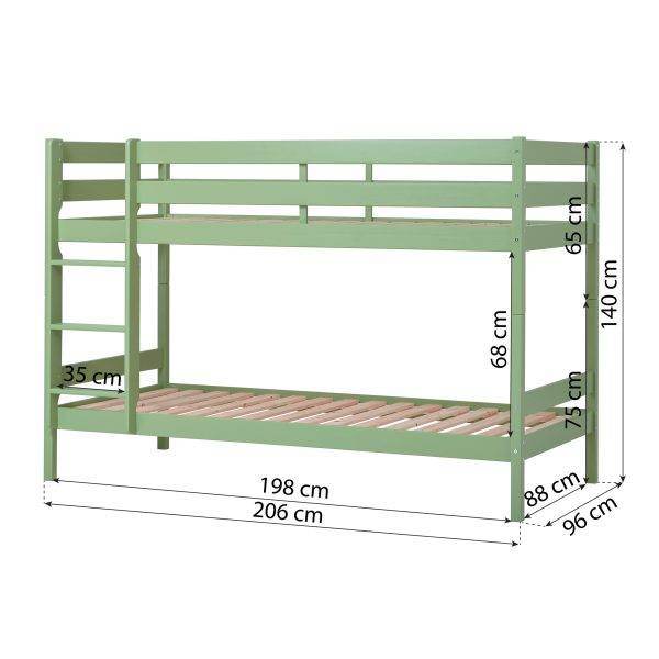 ECO Comfort stapelbed 90x200 cm met lattenbodem, Pale Green - Afbeelding 9